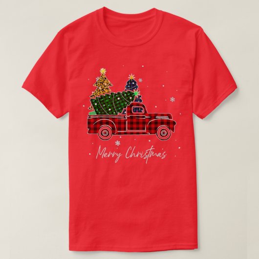 T-shirt Joyeux Buffalo Camion Arbre Rouge Plaid Pour M (Design devant)