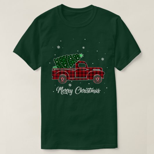 T-shirt Joyeux Buffalo Camion Arbre Rouge Plaid Pour M (Design devant)