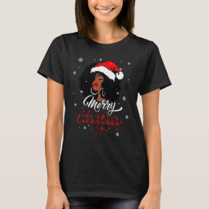 T-shirt Joyeux Buffalo de Noël Plaid Père Noël Afro Americ
