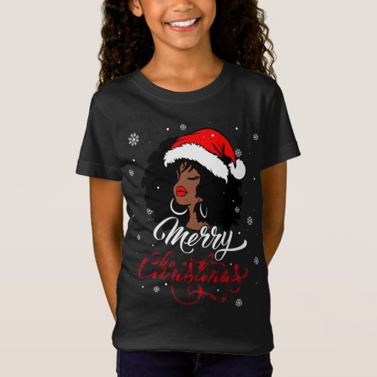 T-Shirt Joyeux Buffalo de Noël Plaid Père Noël Afro Americ (Devant)