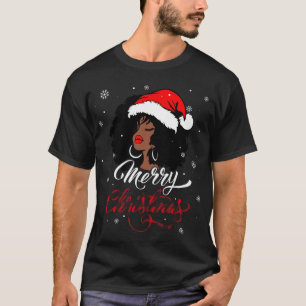 T-shirt Joyeux Buffalo de Noël Plaid Père Noël Afro Americ