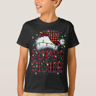 T-shirt Joyeux Buffalo de Noël Plaid Red Santa Hat Poppa