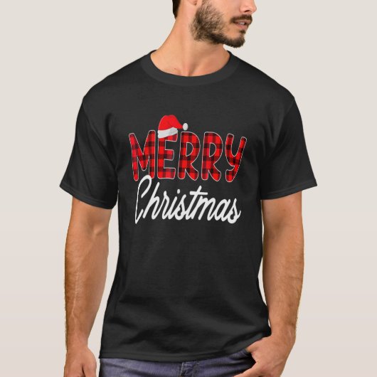 T-shirt Joyeux Buffalo de Noël Plaid Rouge Noël Noël Noël (Devant)