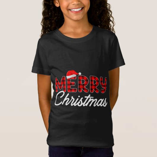 T-Shirt Joyeux Buffalo de Noël Plaid Rouge Noël Noël Noël (Devant)