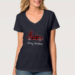 T-shirt Joyeux Buffalo Red Plaid Truck Tree