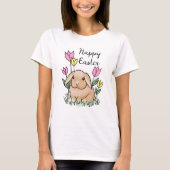 T-shirt Joyeux Bunny de Pâques mignonnes fleurs de printem (Devant)