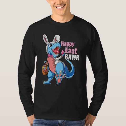 T-shirt Joyeux Bunny Rawr Est T rex Dinosaur OEufs de Pâqu (Devant)