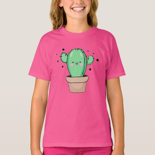 T-shirt Joyeux cactus bébé souriant dans le vase avec les (Devant)