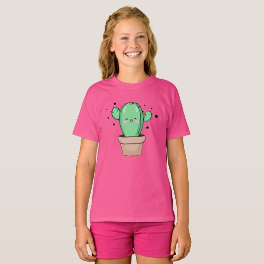 T-shirt Joyeux cactus bébé souriant dans le vase avec les  (Devant entier)