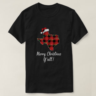T-shirt Joyeux cadeau Christmas Y'all Texas State Red Plai