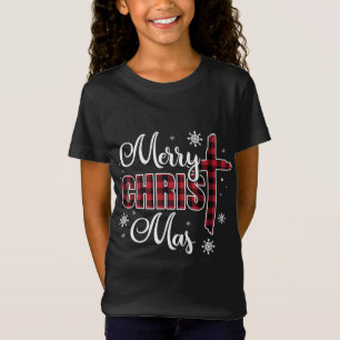 T-Shirt Joyeux cadeau de Noël Christ Buffalo Plaid