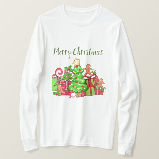 T-shirt Joyeux Cadeaux De Noël Autour De L'Arbre (Design devant)