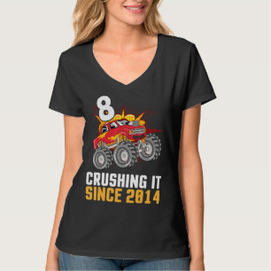T-shirt Joyeux Camion D'Anniversaire 8 Ans Croisant Il Péc