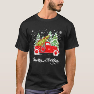 T-shirt Joyeux Camion de Noël Rouge avec arbre Noël Paja