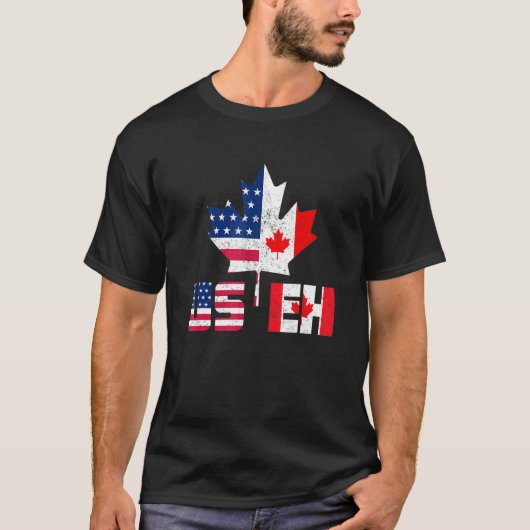 T-shirt Joyeux Canada Day Us Eh American Canadian Flag (Devant)