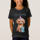 T-Shirt Joyeux caniche d'anniversaire avec Casquette de fê (Devant)