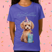 T-Shirt Joyeux caniche d'anniversaire avec Casquette de fê