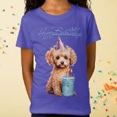 T-Shirt Joyeux caniche d'anniversaire avec Casquette de fê
