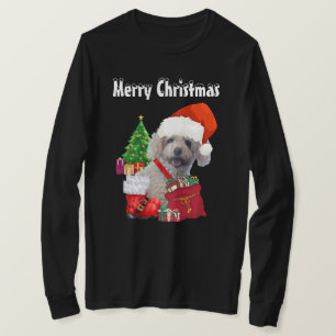 T-shirt Joyeux caniche de Noël long manches Tee
