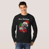 T-shirt Joyeux caniche de Noël long manches Tee (Devant entier)