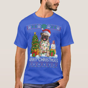 T-shirt Joyeux Carlin de Noël Amour Santa Hat Lumière Laid