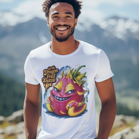 T-shirt Joyeux Cartoon Dragon Fruit Caractère Beaming