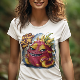 T-shirt Joyeux Cartoon Dragon Fruit Caractère Beaming