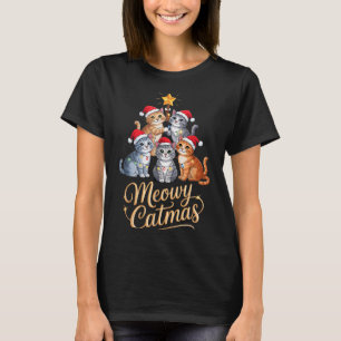 T-shirt Joyeux Cat Noël Arbre de Noël Drôle Correspondant