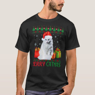 T-shirt Joyeux Catmas Chat Noël Moche Turkish Angora Maman