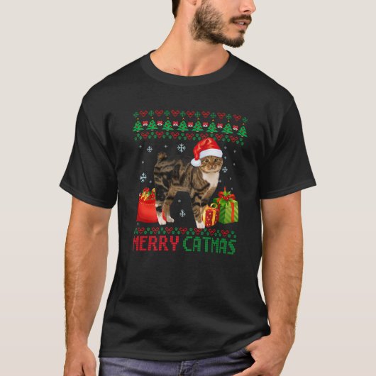 T-shirt Joyeux Catmas Chat Vilain Noël Manx Chat Papa (Devant)