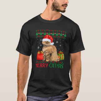 T-shirt Joyeux Catmas Chat Vilain Noël Selkirk Rex Chat Mo