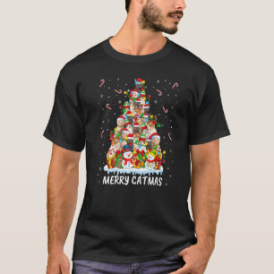 T-shirt Joyeux Catmas Chat Xmas Éclairage Santa Chat Noël