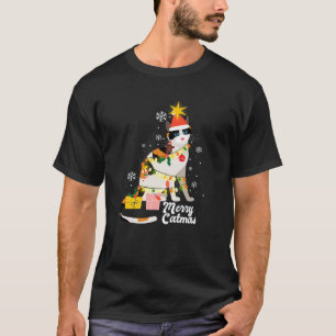 T-shirt Joyeux Catmas Cute Chat Drôle Noël Santa Hat Xm