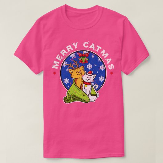 T-shirt Joyeux Catmas Cute Chats Couple Noël (Design devant)