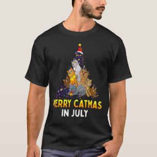 T-shirt Joyeux Catmas en juillet Arbre de Noël Chat Mignon