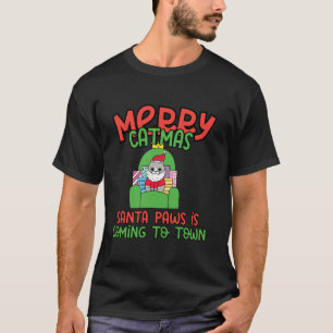 T-shirt Joyeux Catmas Père Noël Paws Chat Noël Humour Tee