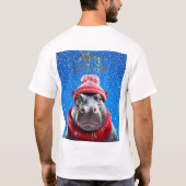 T-shirt Joyeux chapeau et foulard de Noël Hippo (Dos)