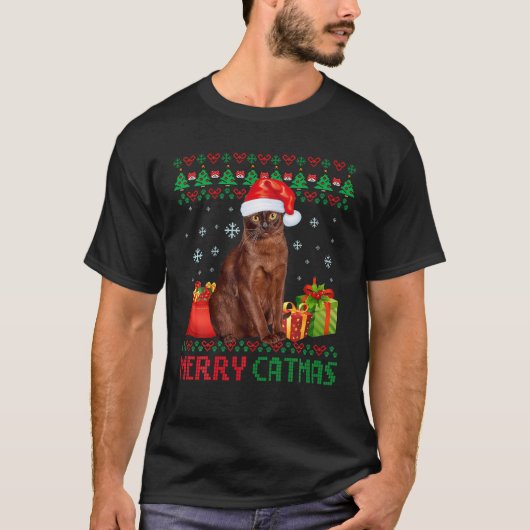 T-shirt Joyeux chat Catmas Vilain Noël Havane Brown Maman  (Devant)