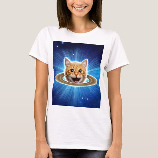 T-shirt Joyeux chat dans l'espace. (Devant)