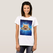 T-shirt Joyeux chat dans l'espace. (Devant entier)