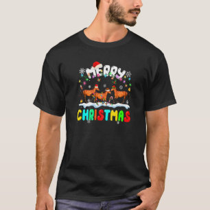 T-shirt Joyeux Cheval de Noël Père Noël Noël Lumières Noël
