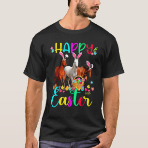 T-shirt Joyeux Cheval de Pâques Trois Cheval Portant Bunny