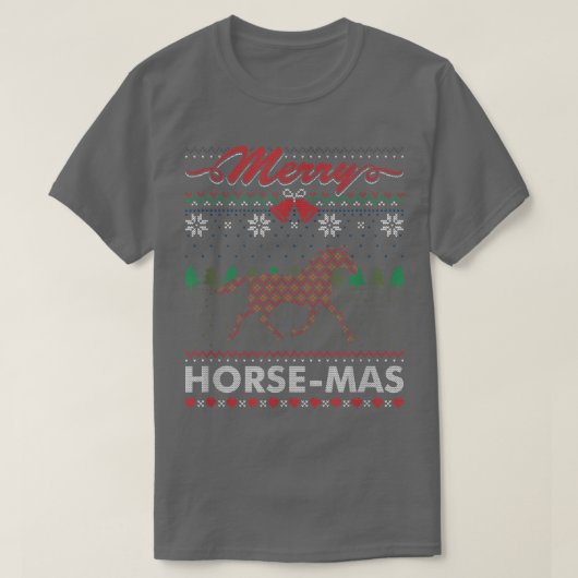 T-shirt Joyeux cheval Horsemas cavalier Vilain pull de Noë (Design devant)
