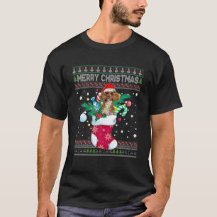 T-shirt Joyeux chien de caniche de Noël dans le pyjama de 