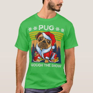 T-shirt Joyeux chien de Carlin de Noël à travers les homme