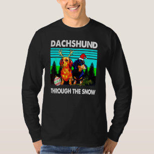 T-shirt Joyeux Chien De Noël À Travers La Neige