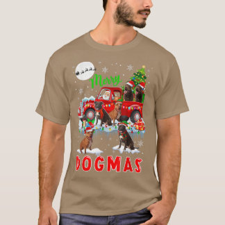 T-shirt Joyeux Chien De Noël Père Noël Portant Des Taureau