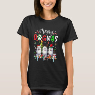 T-shirt Joyeux chien de Noël trois Père Noël Reindeer Elf