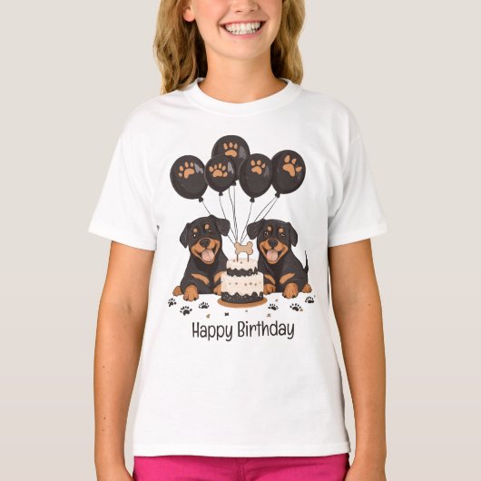T-shirt Joyeux chien Rottweiler d'anniversaire (Devant)