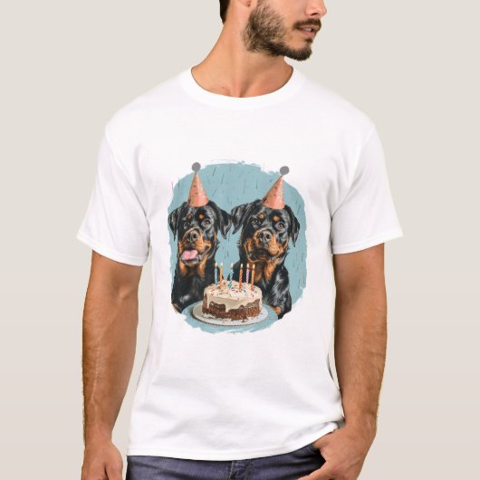 T-shirt Joyeux chien Rottweiler d'anniversaire (Devant)